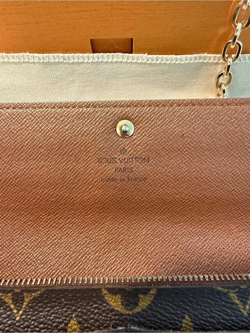Louis Vuitton Monogram Canvas Trifold Wallet W/Insert & Chain For Crossbody Wear - Picture 7 of 10
